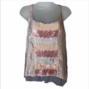 Anthropologie tank by Tiny sequins velvet pink